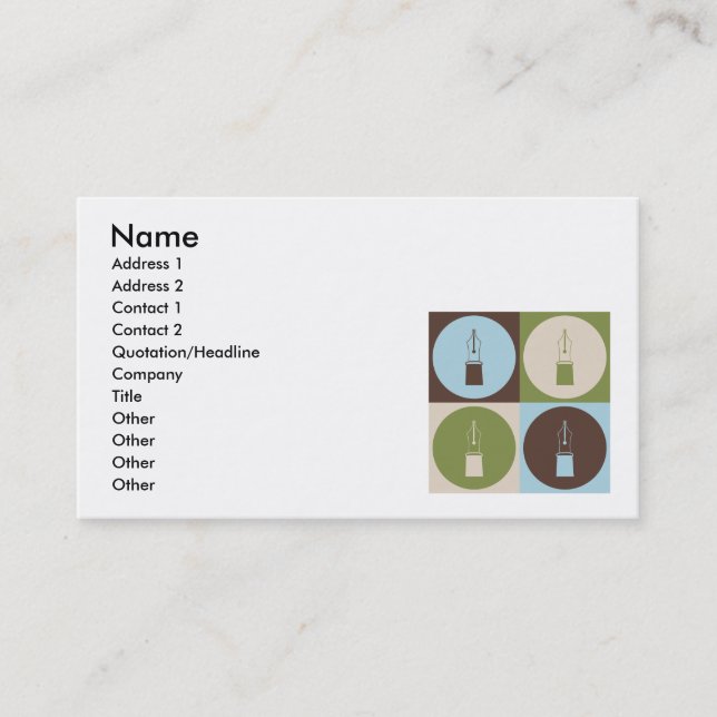 Pop Art Fountain Pens Business Card (Front)