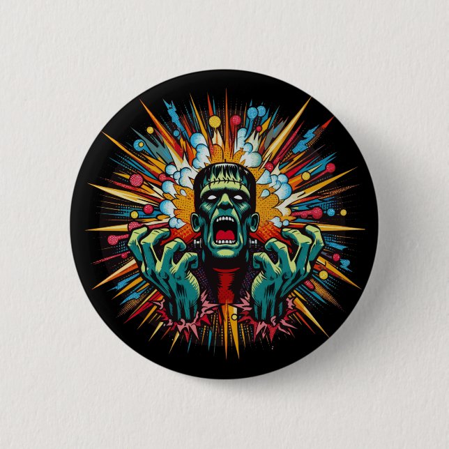 Pop Art Frankenstein's Melt Down  6 Cm Round Badge (Front)
