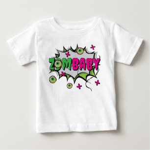 Pop Art  Funky Scary Cute ‘ZomBaby’ Zombie Pun  Baby T-Shirt