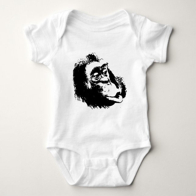 Pop Art Funny Chimpanzee Baby Bodysuit (Front)