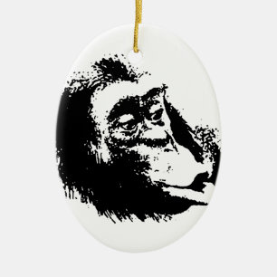 Pop Art Funny Chimpanzee Ceramic Tree Decoration