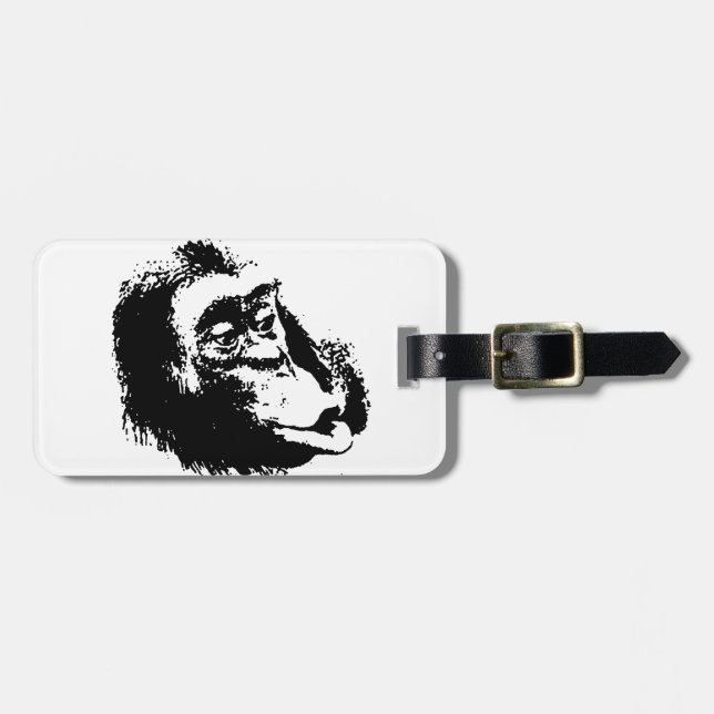 Pop Art Funny Chimpanzee Luggage Tag (Front Horizontal)