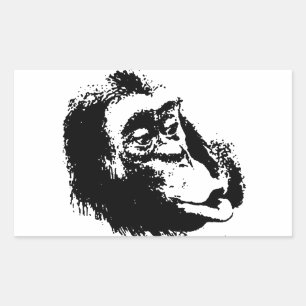 Pop Art Funny Chimpanzee Rectangular Sticker