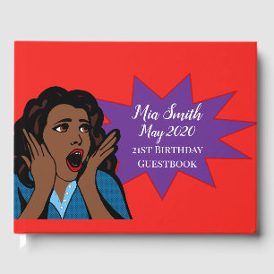 Pop art funny modern 21st birthday guest book
