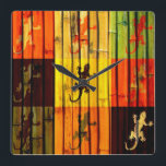 Pop Art Geckos Square Wall Clock<br><div class="desc">Pop Art Geckos. Design is available on other products.</div>