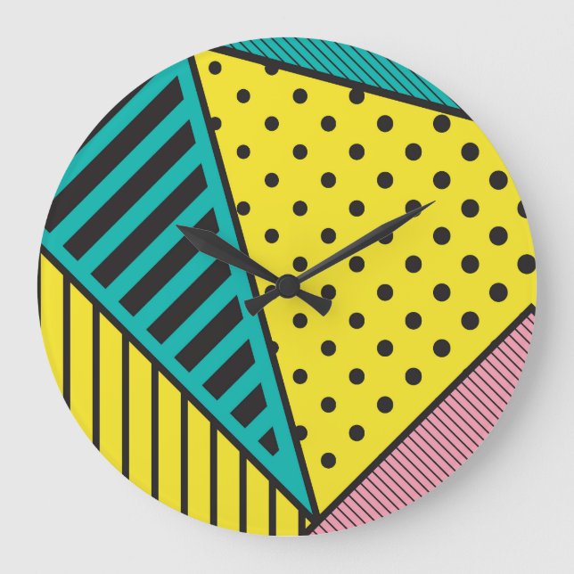 Pop art, geometric, bold squiggles large clock (Front)