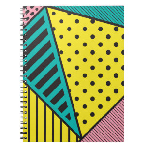 Pop art, geometric, bold squiggles notebook
