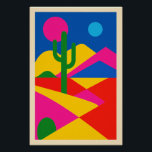 Pop-Art Geometric Desert Poster<br><div class="desc">Explosion of saturated colors and sharp shapes: this colorful pop-art desert immediately energizes your decor. Acid green cactus,  pink sun,  yellow hills and intense blue sky intersect in a radically joyful composition. Ideal for exuberant and graphic decoration.</div>
