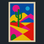 Pop-Art Geometric Desert Poster<br><div class="desc">Explosion of saturated colors and sharp shapes: this colorful pop-art desert immediately energizes your decor. Acid green cactus,  pink sun,  yellow hills and intense blue sky intersect in a radically joyful composition. Ideal for exuberant and graphic decoration.</div>