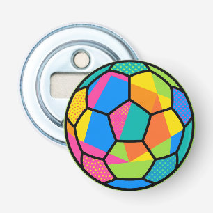 Pop Art Geometric Soccer Ball Art Bottle Opener