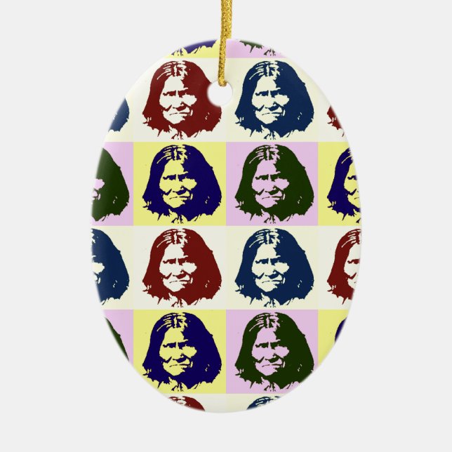Pop Art Geronimo Ceramic Tree Decoration (Front)