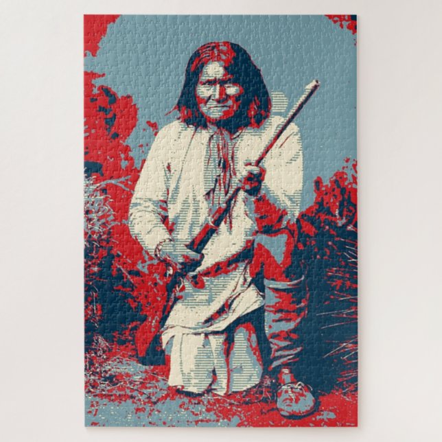Pop Art Geronimo Indian Legendary Chief Jigsaw Puzzle (Vertical)