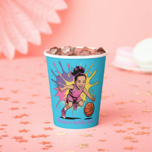 Pop Art Girl Basketball Birthday Bash Paper Cups