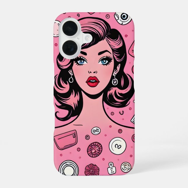Pop art girl case pink case design (Back)