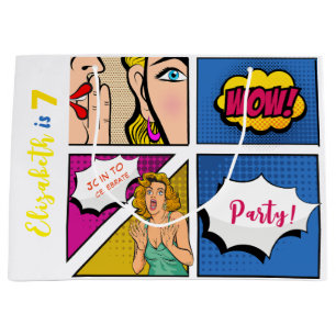 Pop art girl comic birthday large gift bag