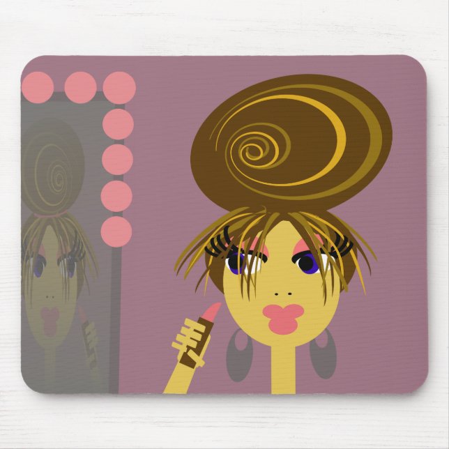 Pop Art Girl Putting on Makeup Mousepad (Front)