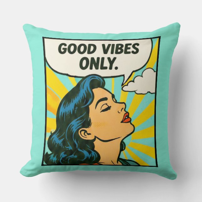 Pop Art “Good Vibes Only” Cushion (Front)