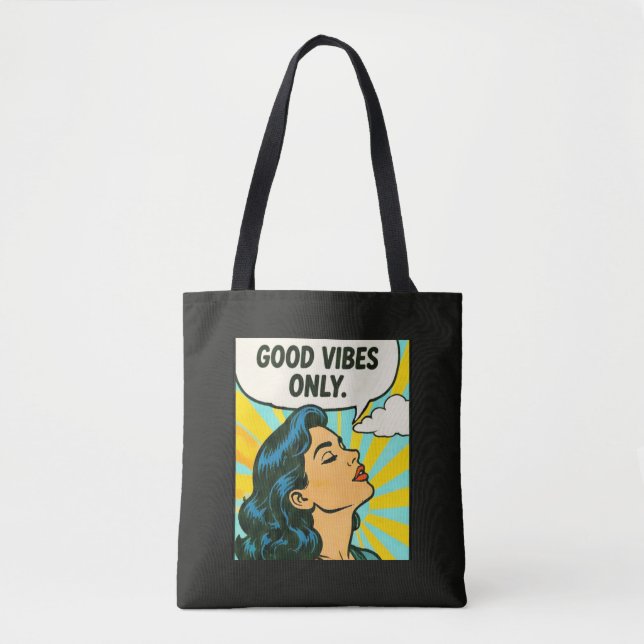 Pop Art “Good Vibes Only” Tote Bag (Front)