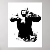 Pop Art Gorilla Beating Chest Poster