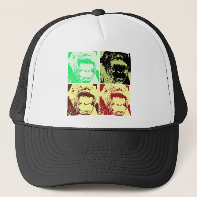 Pop Art Gorilla Faces Trucker Hat (Front)