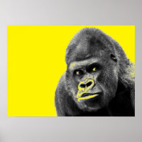 Pop Art Gorilla Yellow Grey