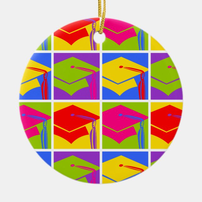 Pop Art Grad Ceramic Tree Decoration (Front)