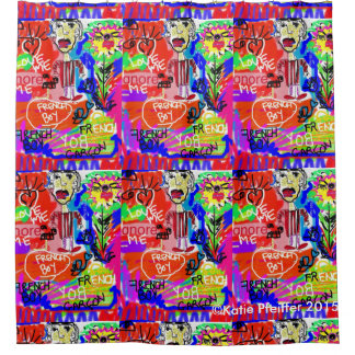 Pop Art Graffiti French Boy Love Me Shower Curtain