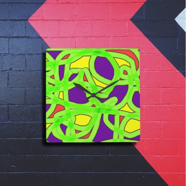 Pop Art Graffiti Square Wall Clock (Creator Uploaded)