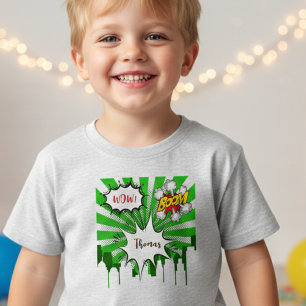 Pop art green comic  boy toddler T-Shirt