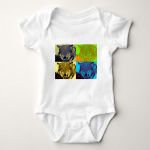 Pop Art Grey Wolf Baby Bodysuit