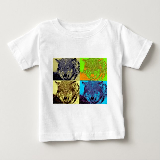 Pop Art Grey Wolf Baby T-Shirt (Front)