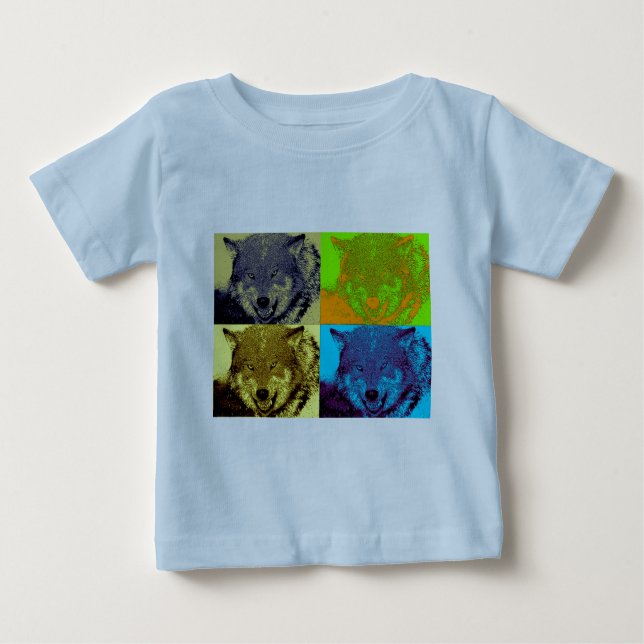 Pop Art Grey Wolf Baby T-Shirt (Front)
