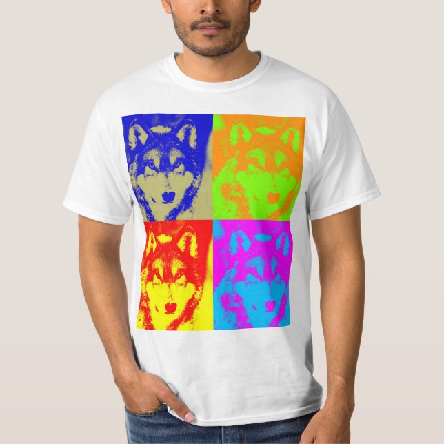 Pop Art Grey Wolf T-Shirt (Front)