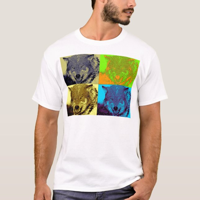 Pop Art Grey Wolf T-Shirt (Front)