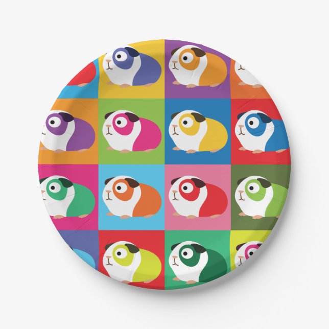 Pop Art Guinea Pigs Paper Plate (Front)