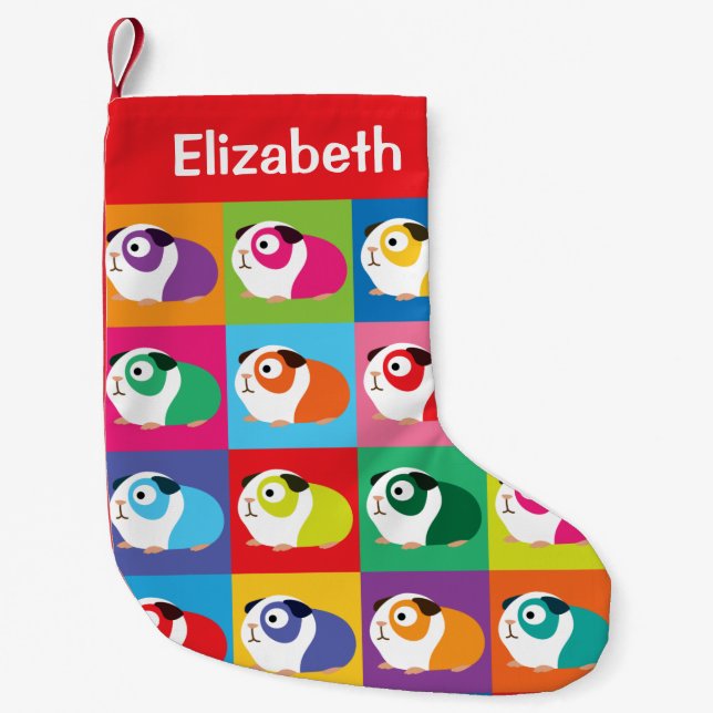 Pop Art Guinea Pigs Small Christmas Stocking (Front)