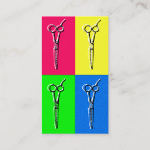 pop art hair stylist cosmetology scissors pink business card