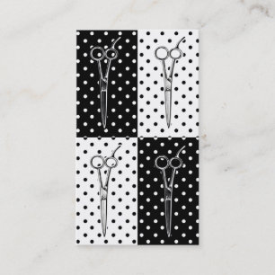 pop art hair stylist cosmetology scissors polkadot business card