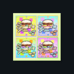 Pop Art HAMBURGER Gallery Wrapped CANVAS<br><div class="desc">Pop Art HAMBURGER with FRIES. A classic pop art style graphic of the All American Burger & French Fries - A sesame seed bun and pickle chips as sides! Retro and fun,  perfect for restaurants,  diners and the home kitchen. Choose your canvas background colour!</div>