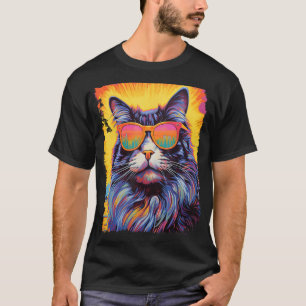 Pop Art Hawaiian Maine Coon Cat T-Shirt