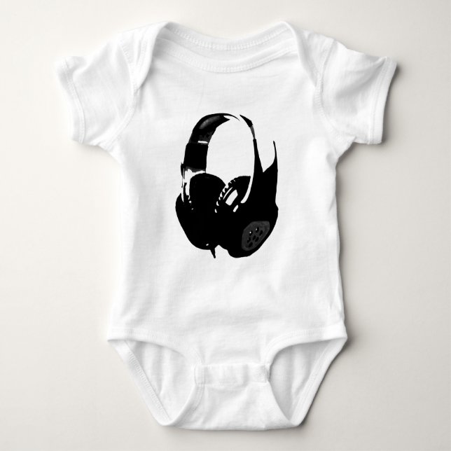 Pop Art Headphone Baby Bodysuit (Front)
