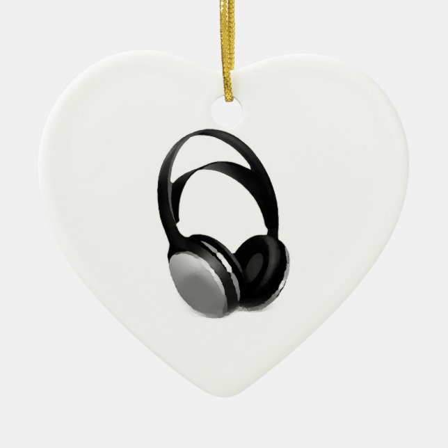 Pop Art Headphone Ceramic Tree Decoration (Front)