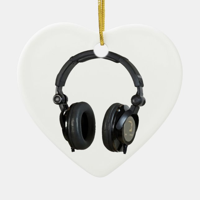 Pop Art Headphone Ceramic Tree Decoration (Front)