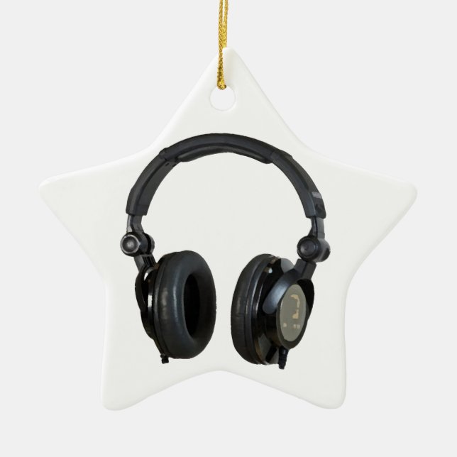 Pop Art Headphone Ceramic Tree Decoration (Front)