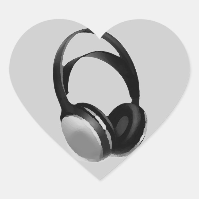Pop Art Headphone Heart Sticker (Front)
