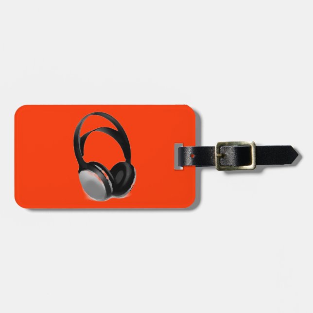 Pop Art Headphone Luggage Tag (Front Horizontal)