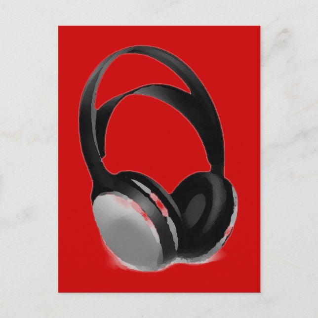 Pop Art Headphone Postcard (Front)