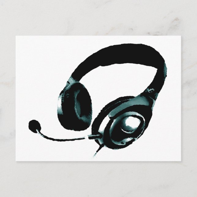 Pop Art Headphone Postcard (Front)