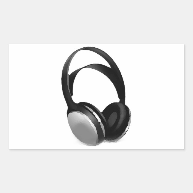 Pop Art Headphone Rectangular Sticker (Front)