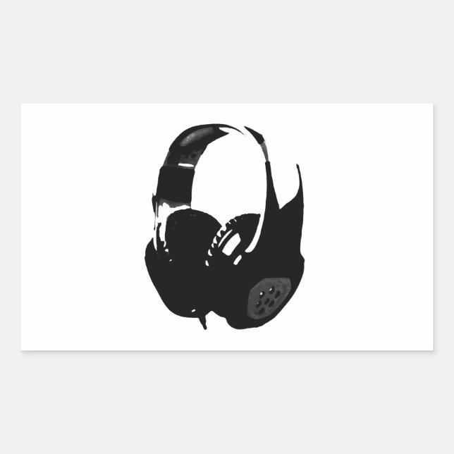 Pop Art Headphone Rectangular Sticker (Front)